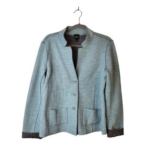 Eileen Fisher Light Blue Merino Wool Sweater Jacket Size Medium